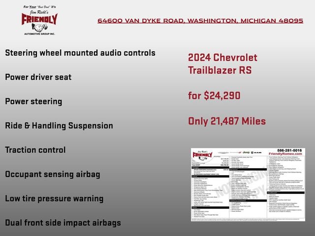 Used 2024 Chevrolet TrailBlazer RS w/ Driver Confidence Package FWD image 5