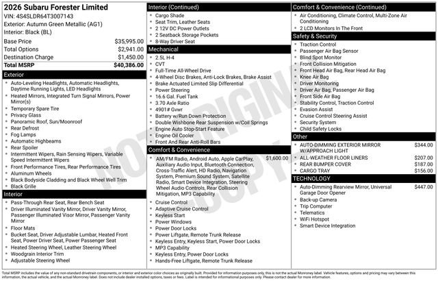 Certified 2026 Subaru Forester Limited AWD/4WD image 13