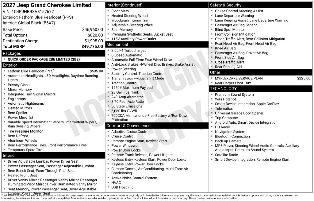 New 2027 Jeep Grand Cherokee Limited AWD/4WD image 28