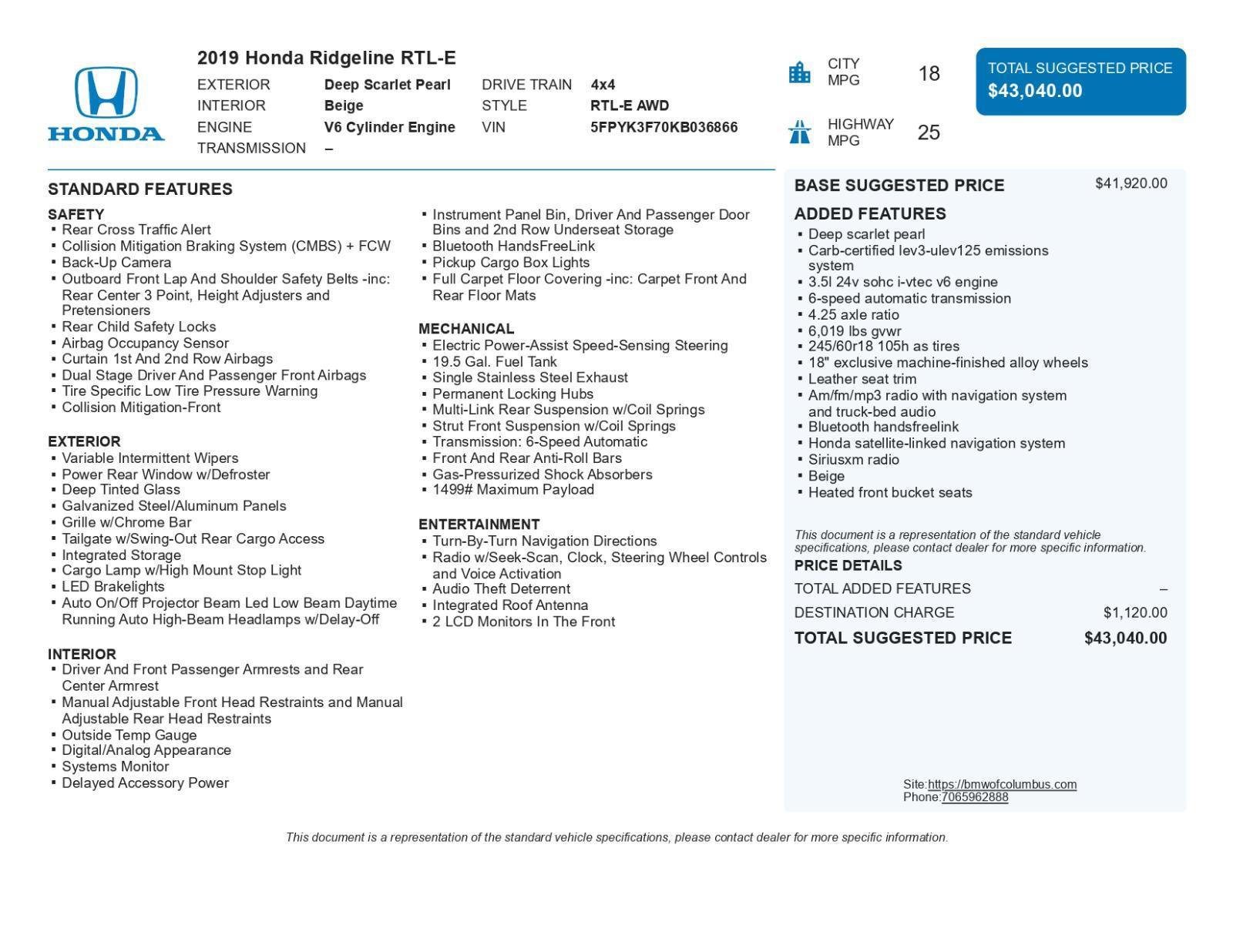 Used 2019 Honda Ridgeline RTL-E image 44