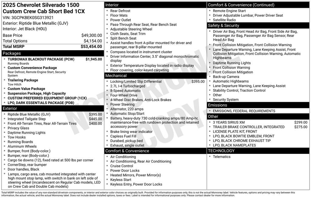 New 2025 Chevrolet Silverado 1500 Custom w/ Turbomax Blackout Package image 4