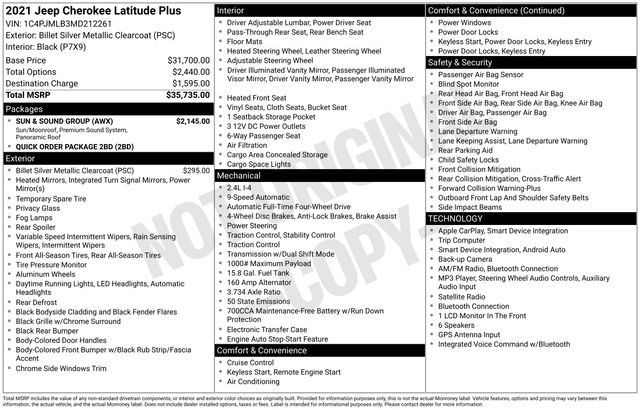 Used 2021 Jeep Cherokee Latitude Plus w/ Sun & Sound Group AWD/4WD image 11