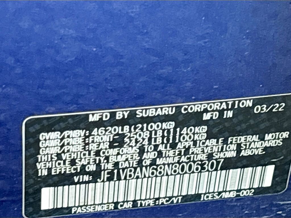 Used 2022 Subaru WRX Limited w/ Popular Package #2A image 33