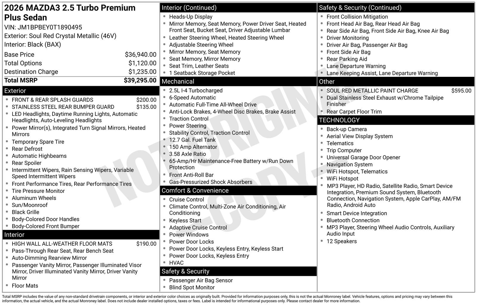New 2026 MAZDA MAZDA3 2.5 Turbo Sedan w/Premium Plus AWD/4WD image 22