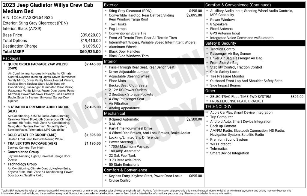 Used 2023 Jeep Gladiator Sport AWD/4WD image 4