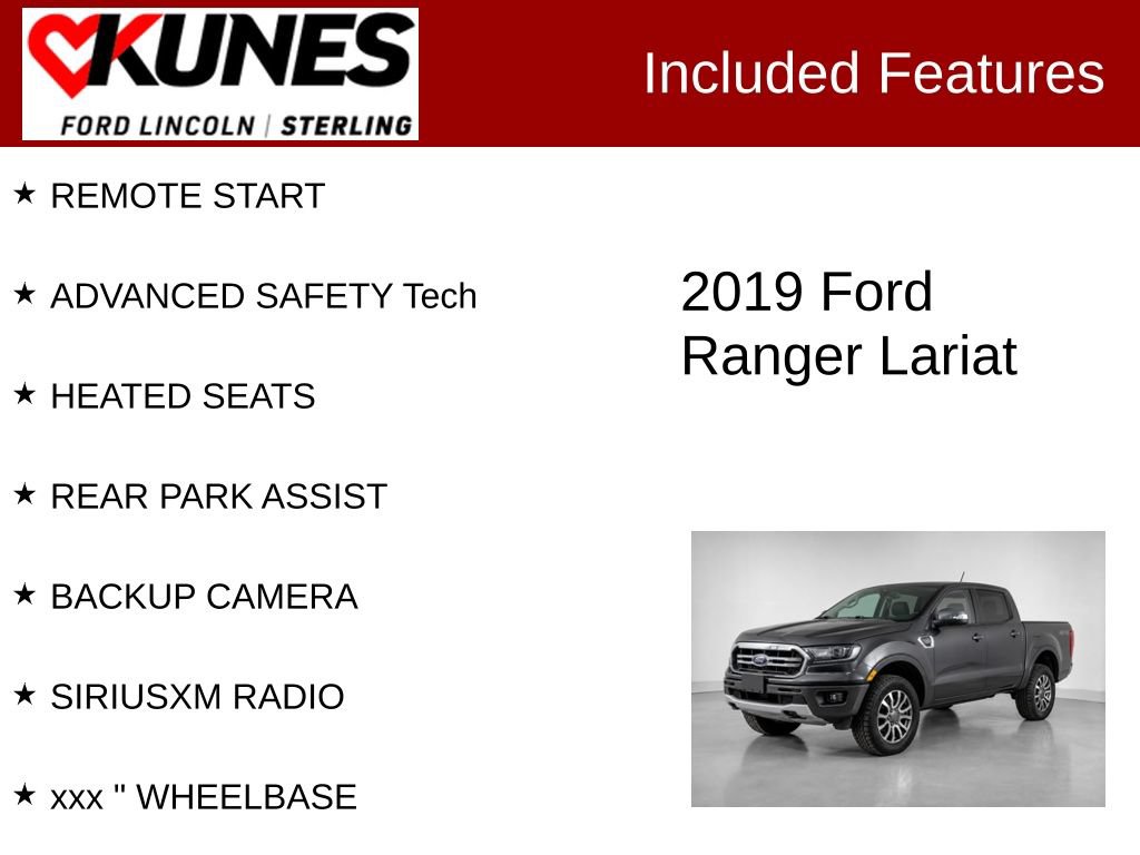 Used 2019 Ford Ranger Lariat w/ Trailer Tow Package AWD/4WD image 2