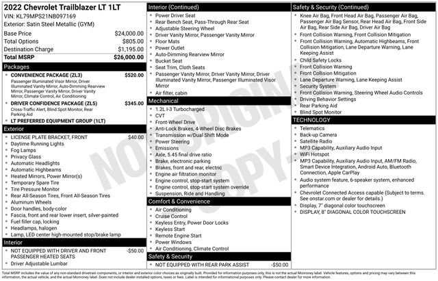 Used 2022 Chevrolet TrailBlazer LT w/ Convenience Package FWD image 7