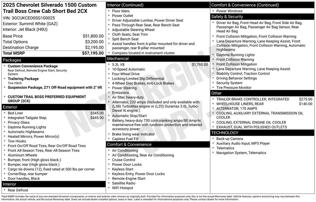 Used 2025 Chevrolet Silverado 1500 Custom Trail Boss AWD/4WD image 3