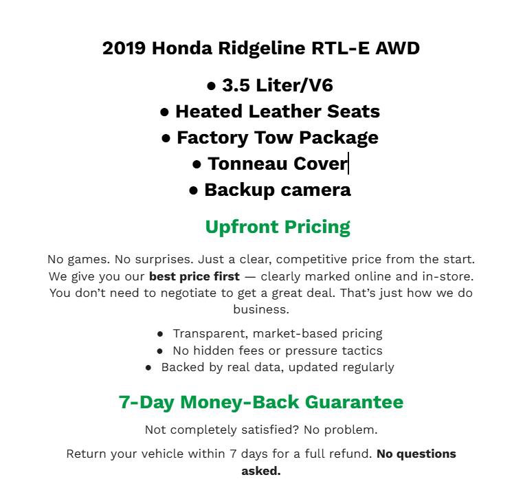 Used 2019 Honda Ridgeline RTL-E
