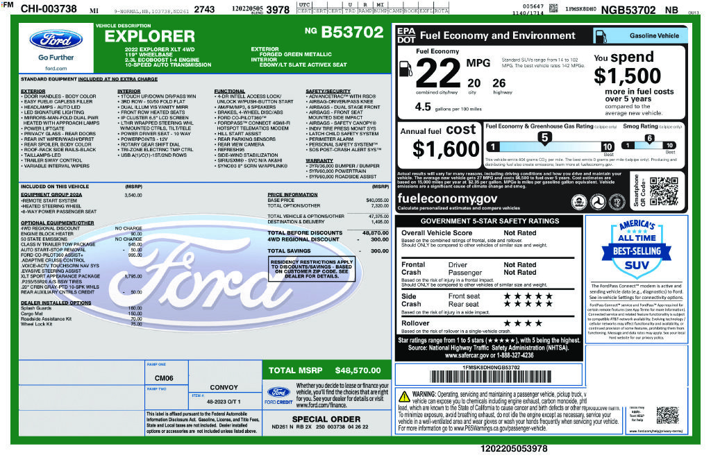 Used 2022 Ford Explorer XLT w/ Equipment Group 202A AWD/4WD image 11
