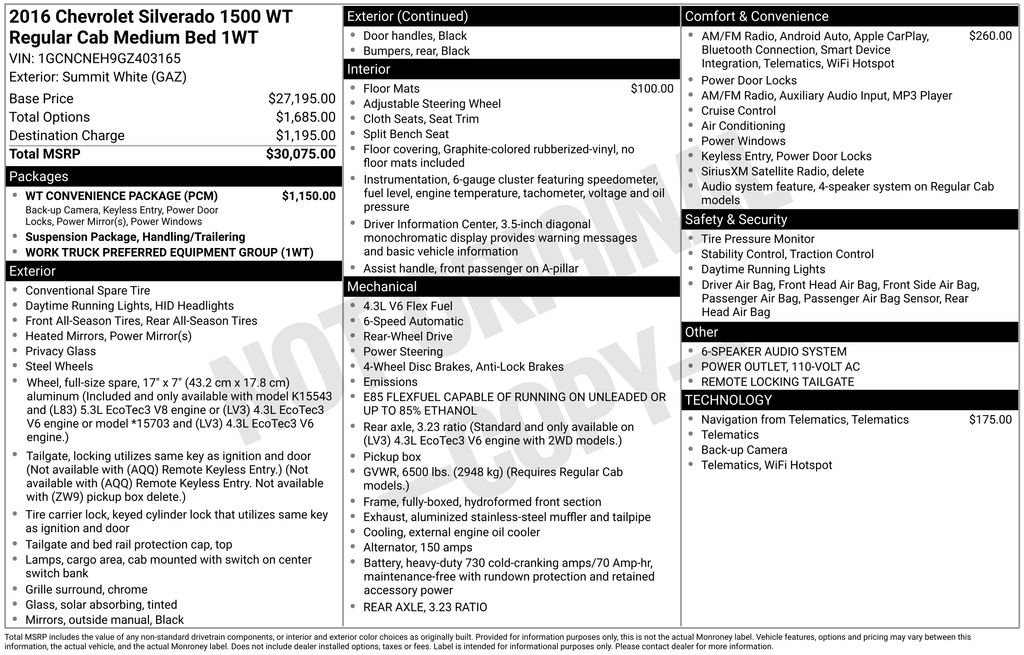 Used 2016 Chevrolet Silverado 1500 W/T w/ WT Convenience Package image 9