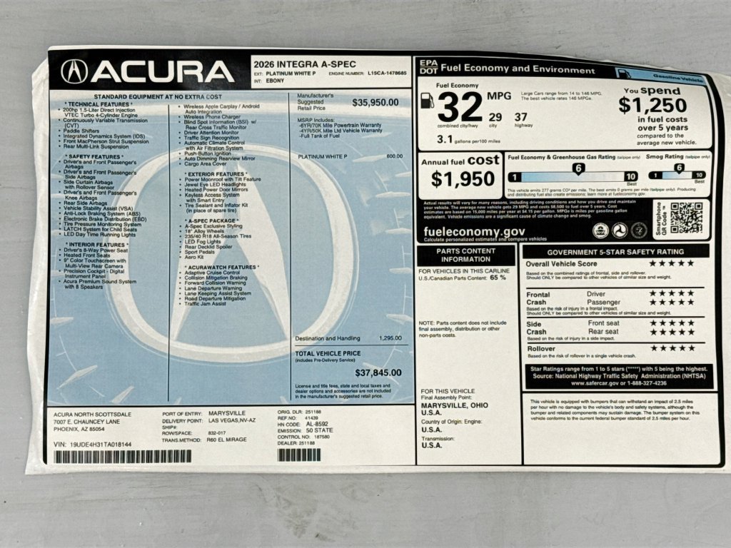 Used 2026 Acura Integra A-Spec FWD image 10