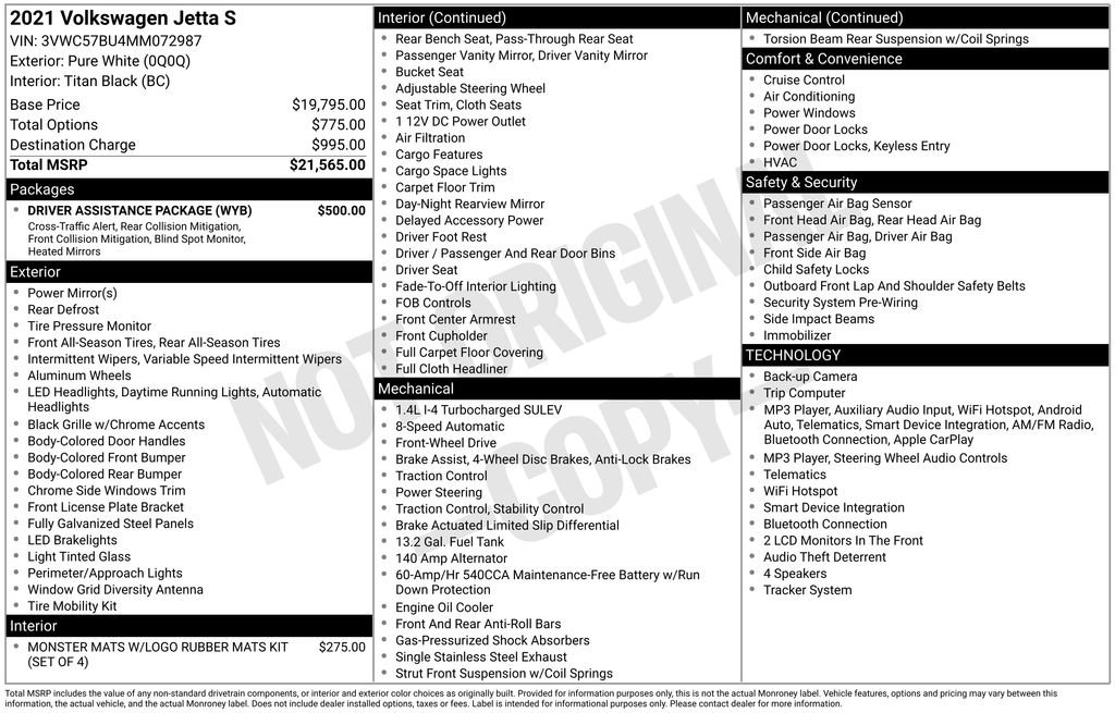 Used 2021 Volkswagen Jetta S w/ Driver Assistance Package FWD image 2