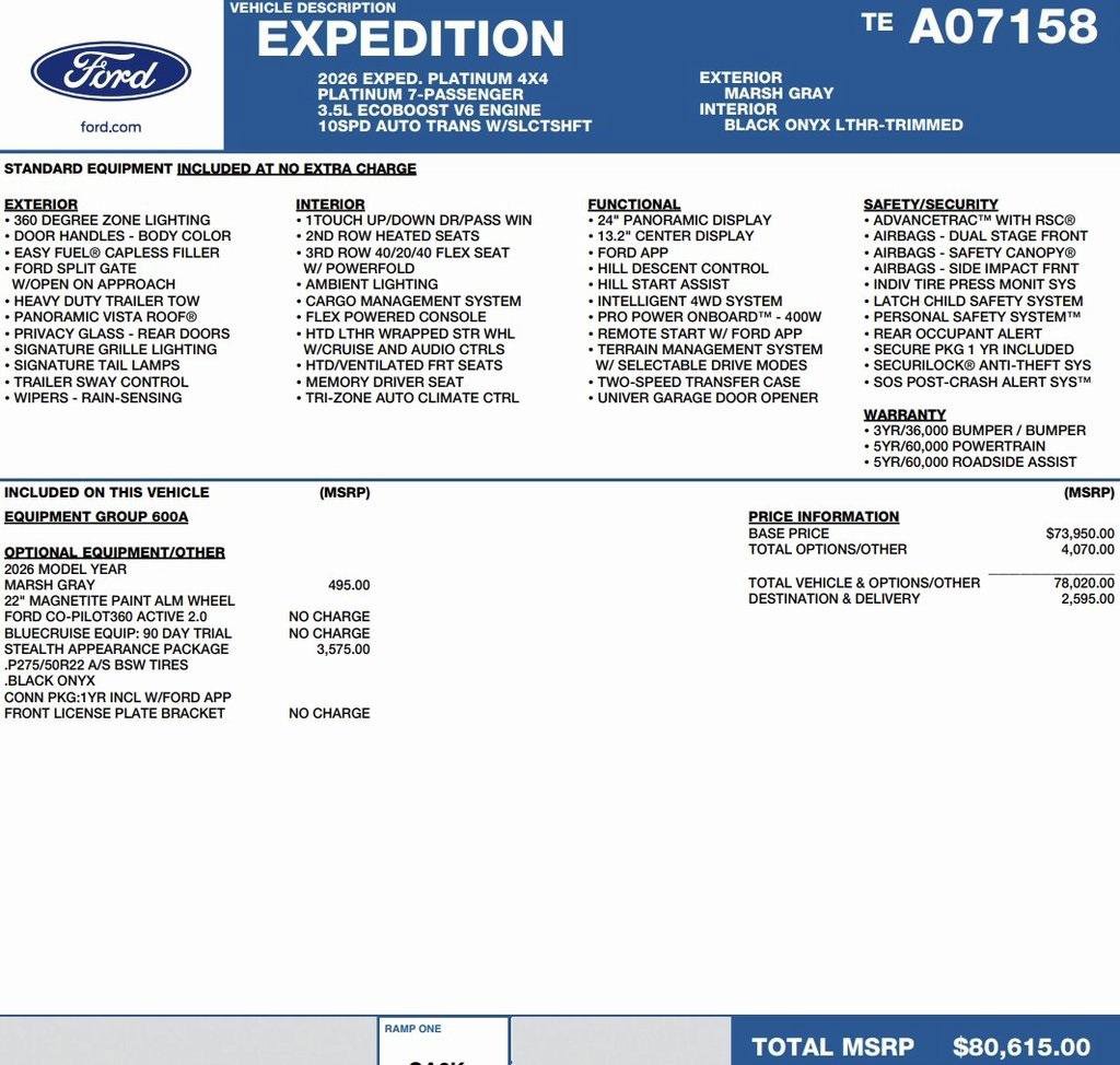 New 2026 Ford Expedition Platinum w/ Stealth Appearance Package image 2