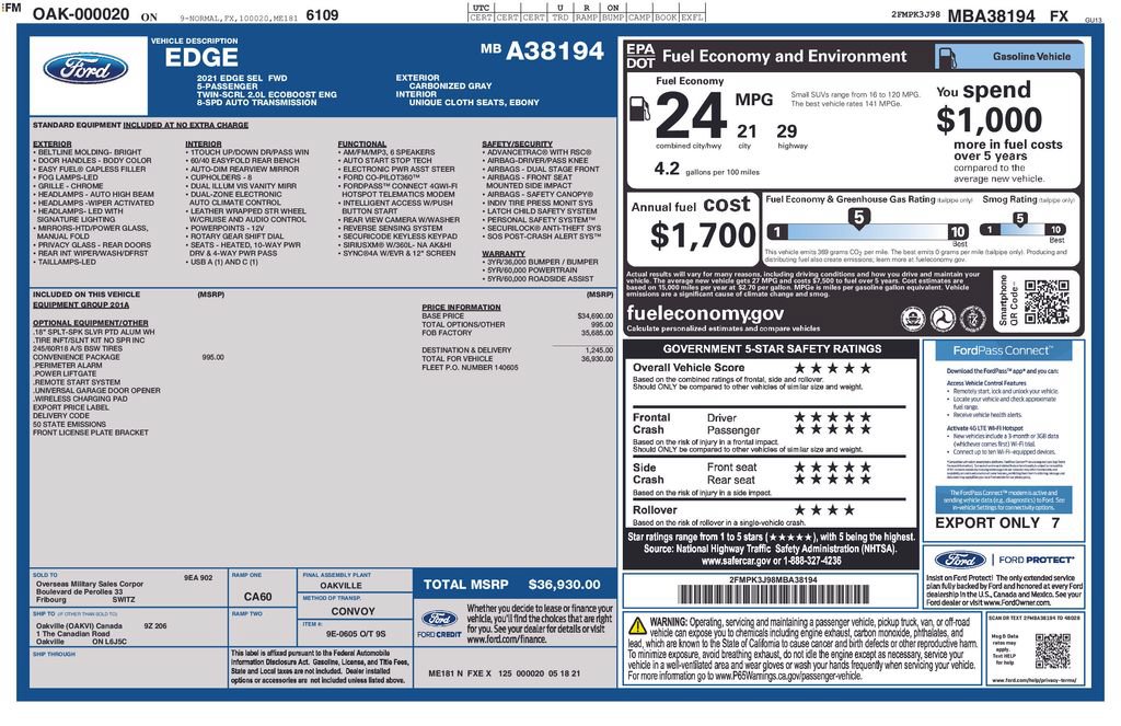 Used 2021 Ford Edge SEL w/ Convenience Package FWD image 4