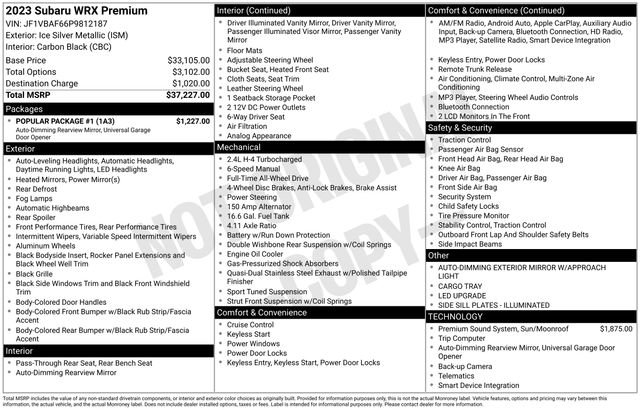 Used 2023 Subaru WRX Premium w/ Popular Package #1 image 6