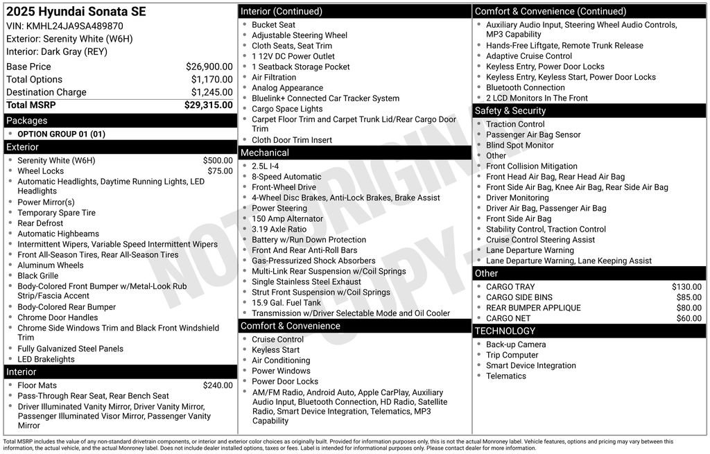 Used 2025 Hyundai Sonata SE image 7