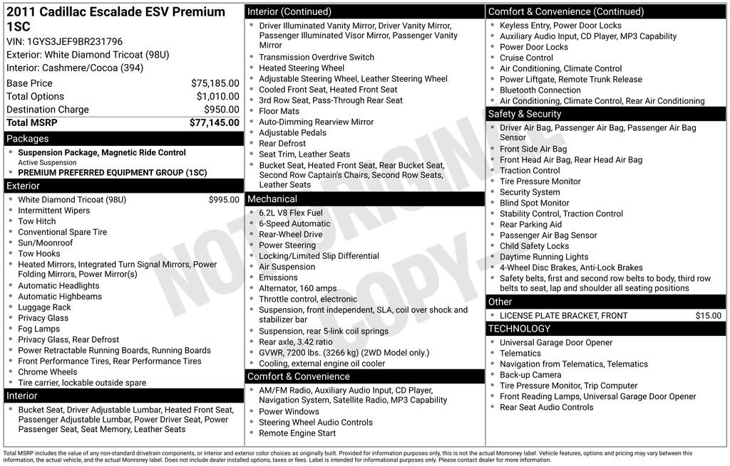 Used 2011 Cadillac Escalade ESV Premium RWD image 5