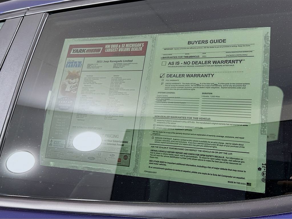 Used 2021 Jeep Renegade Limited image 13