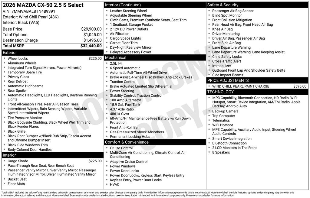 New 2026 MAZDA CX-50 AWD 2.5 S w/ Select Package image 2