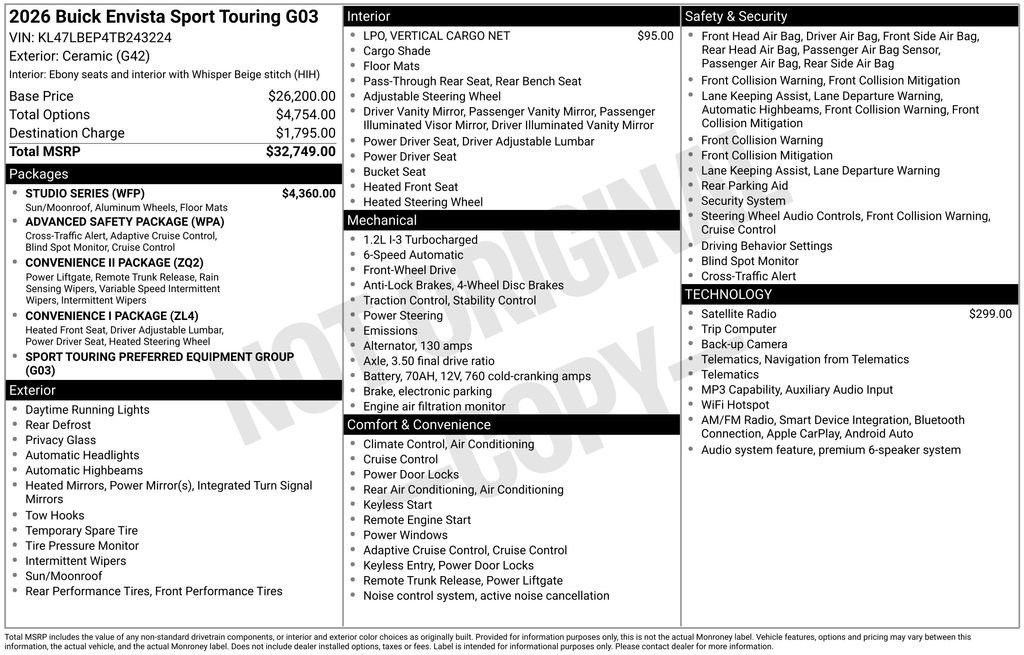 New 2026 Buick Envista Sport Touring w/ Studio Series FWD image 4