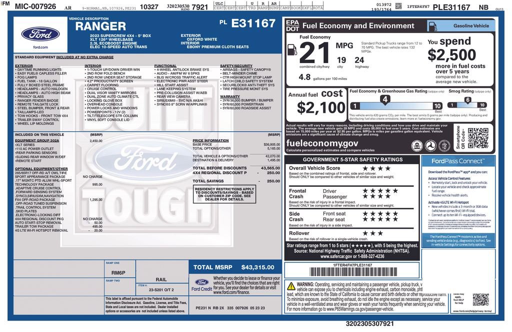 Used 2023 Ford Ranger XLT w/ Equipment Group 302A High image 40