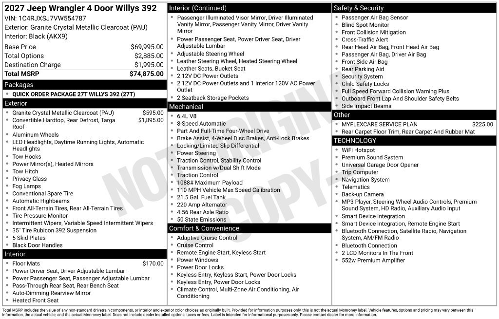 New 2027 Jeep Wrangler Unlimited Rubicon 392 AWD/4WD image 7