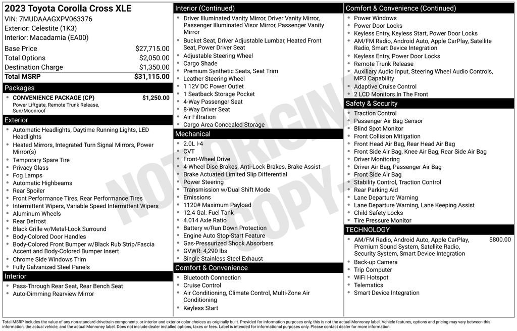 Used 2023 Toyota Corolla Cross XLE w/ Convenience Package image 6