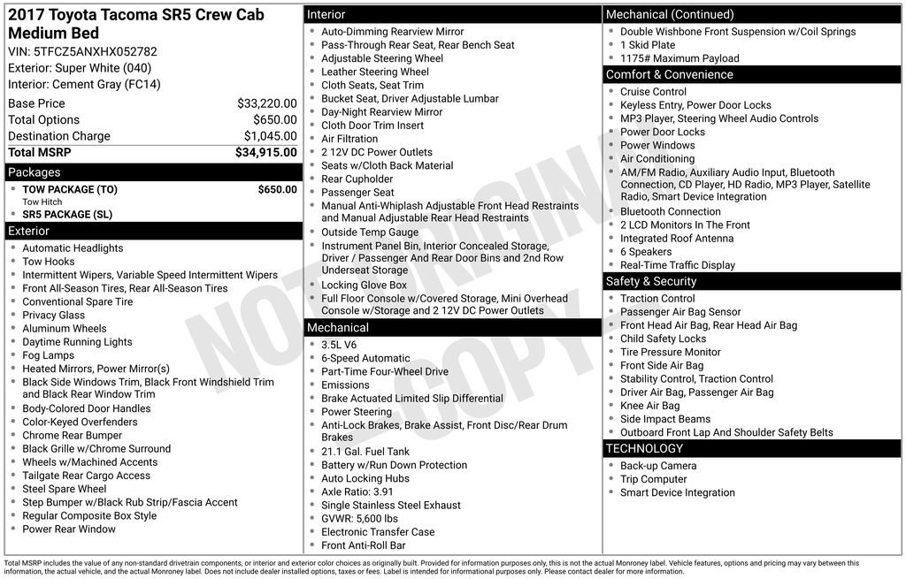 Used 2017 Toyota Tacoma SR5 w/ Tow Package image 6