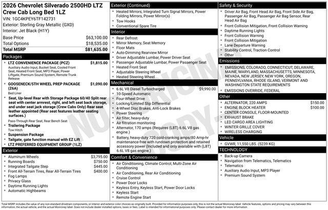 New 2026 Chevrolet Silverado 2500 LTZ w/ LTZ Convenience Package image 4