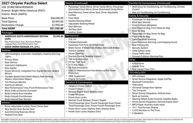 New 2027 Chrysler Pacifica Select AWD/4WD image 3
