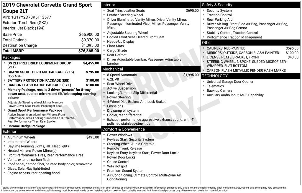 Used 2019 Chevrolet Corvette Grand Sport RWD image 6