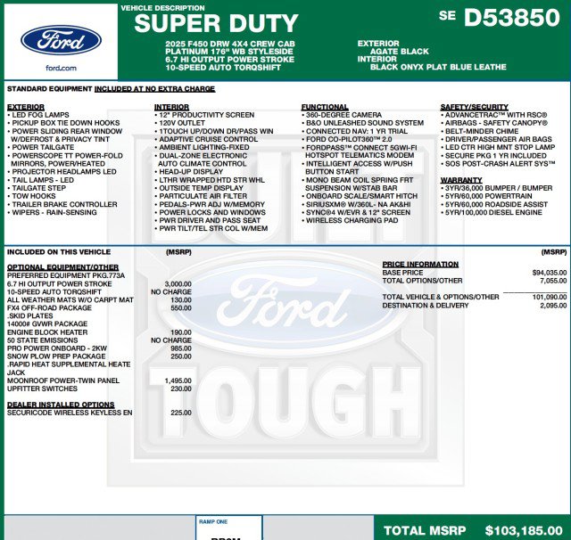 Used 2025 Ford F450 Platinum w/ FX4 Off-Road Package AWD/4WD image 2