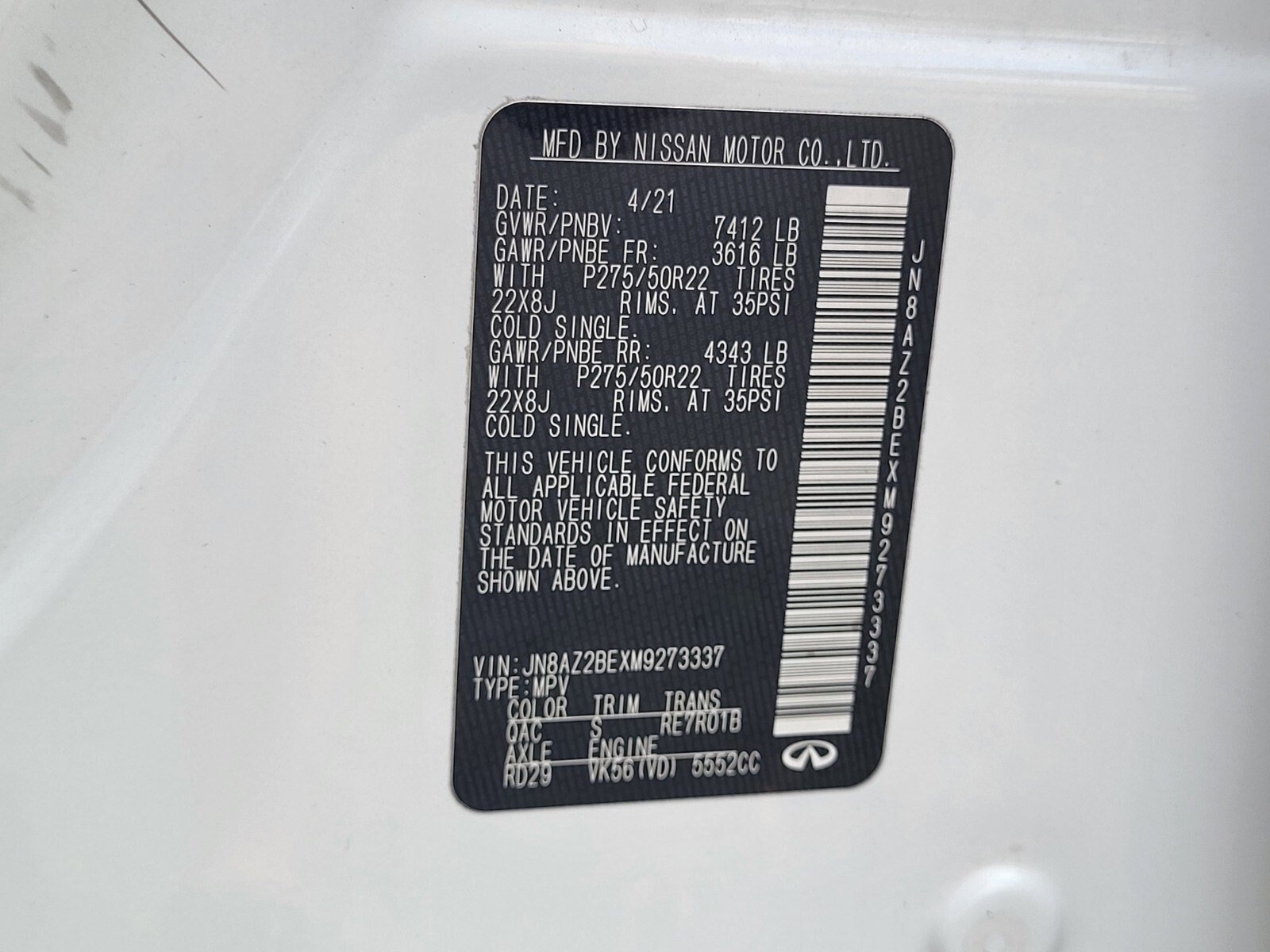 Used 2021 INFINITI QX80 Sensory w/ Cargo Package AWD/4WD image 35