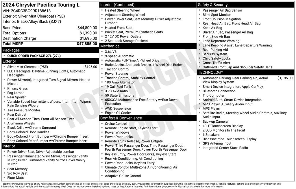 Used 2024 Chrysler Pacifica Touring-L AWD/4WD image 46