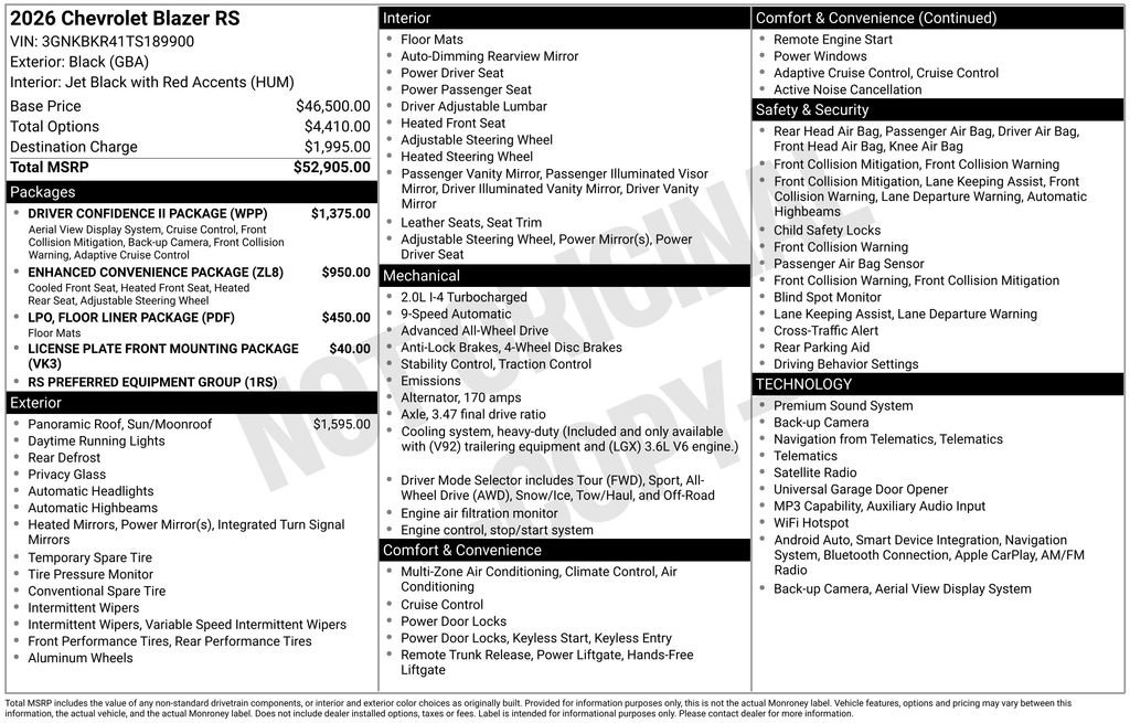 New 2026 Chevrolet Blazer RS w/ Driver Confidence II Package AWD/4WD image 4