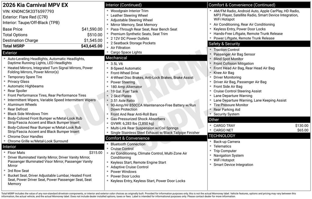 New 2026 Kia Carnival EX image 6