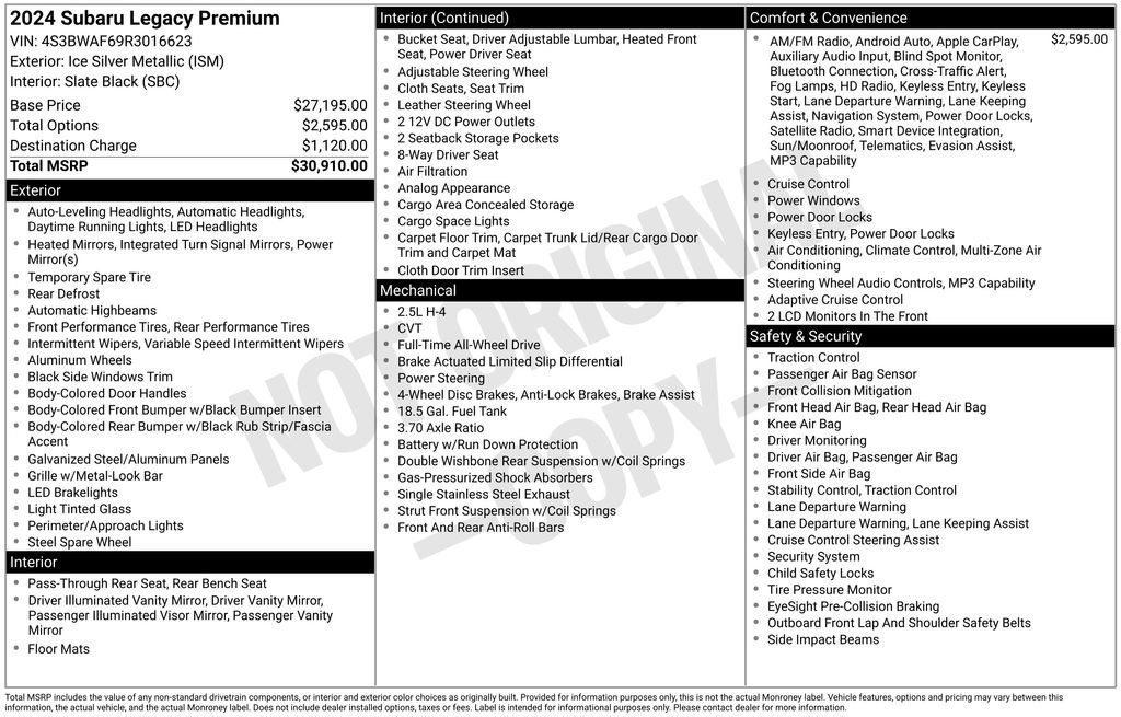 Certified 2024 Subaru Legacy Premium image 41