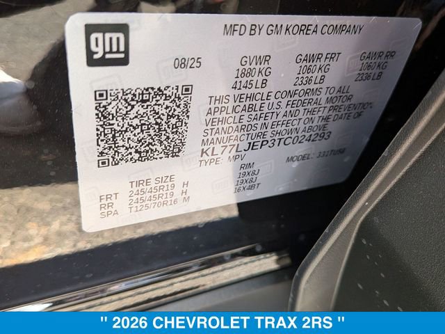 New 2026 Chevrolet Trax RS w/ Sunroof Package image 39