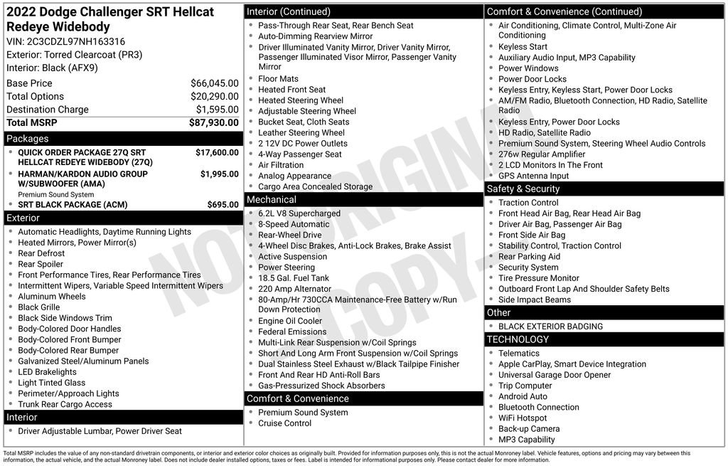 Used 2022 Dodge Challenger SRT Hellcat Redeye RWD image 6