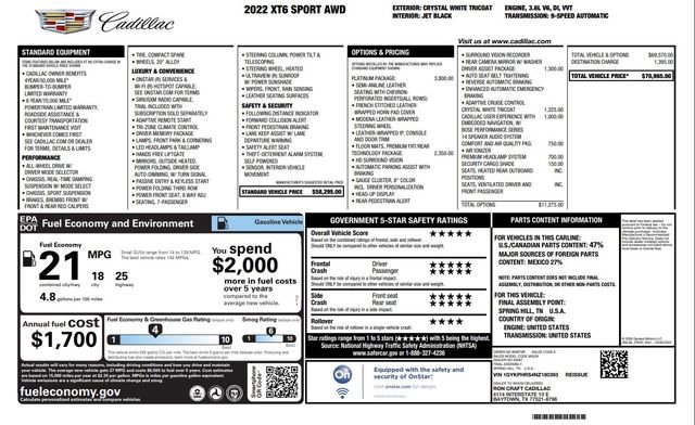 Used 2022 Cadillac XT6 Sport w/ Platinum Package image 8