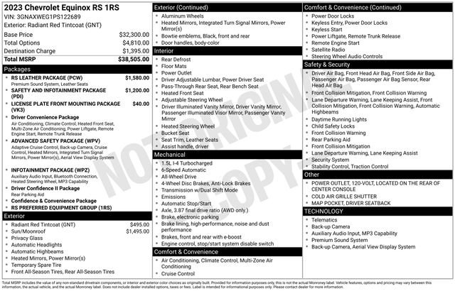 Used 2023 Chevrolet Equinox RS w/ RS Leather Package AWD/4WD image 39