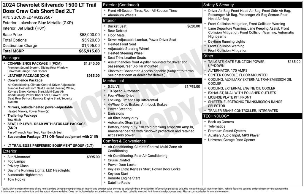 Used 2024 Chevrolet Silverado 1500 LT Trail Boss w/ Convenience Package II image 2