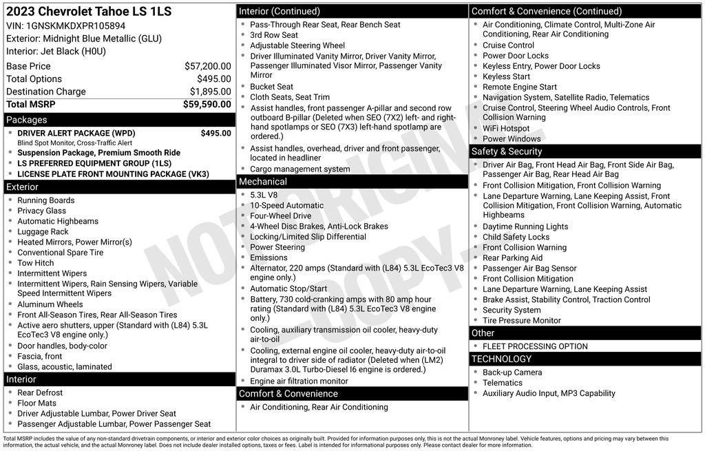 Certified 2023 Chevrolet Tahoe LS w/ Driver Alert Package image 46