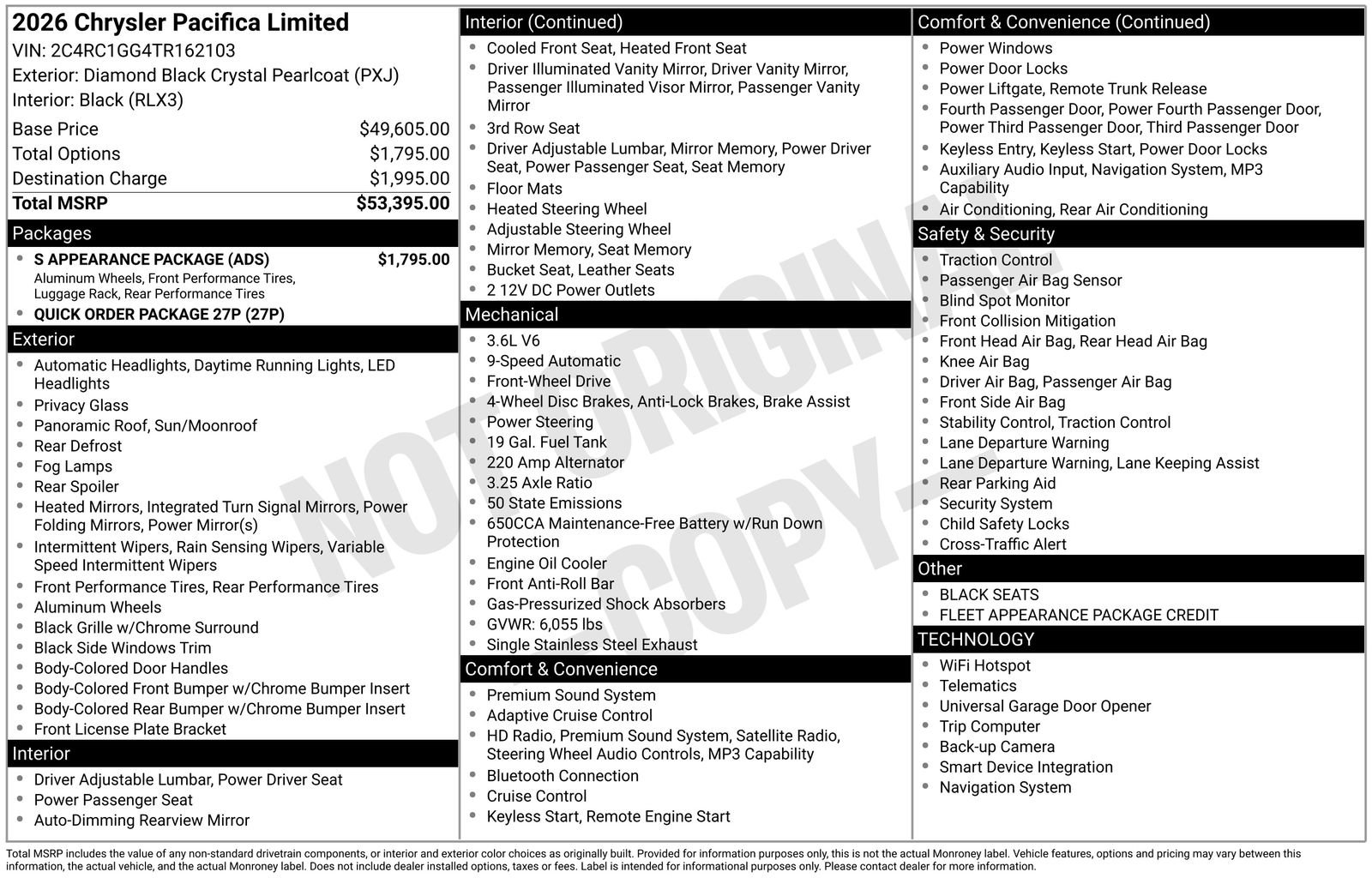 Used 2026 Chrysler Pacifica Limited w/ S Appearance Package FWD image 6