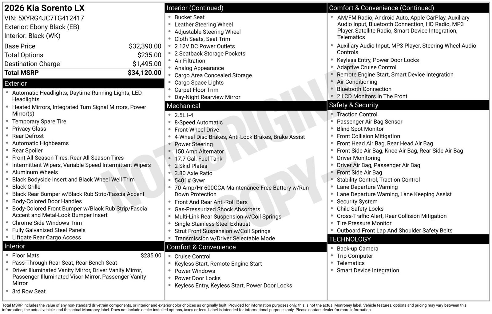 New 2026 Kia Sorento LX image 3