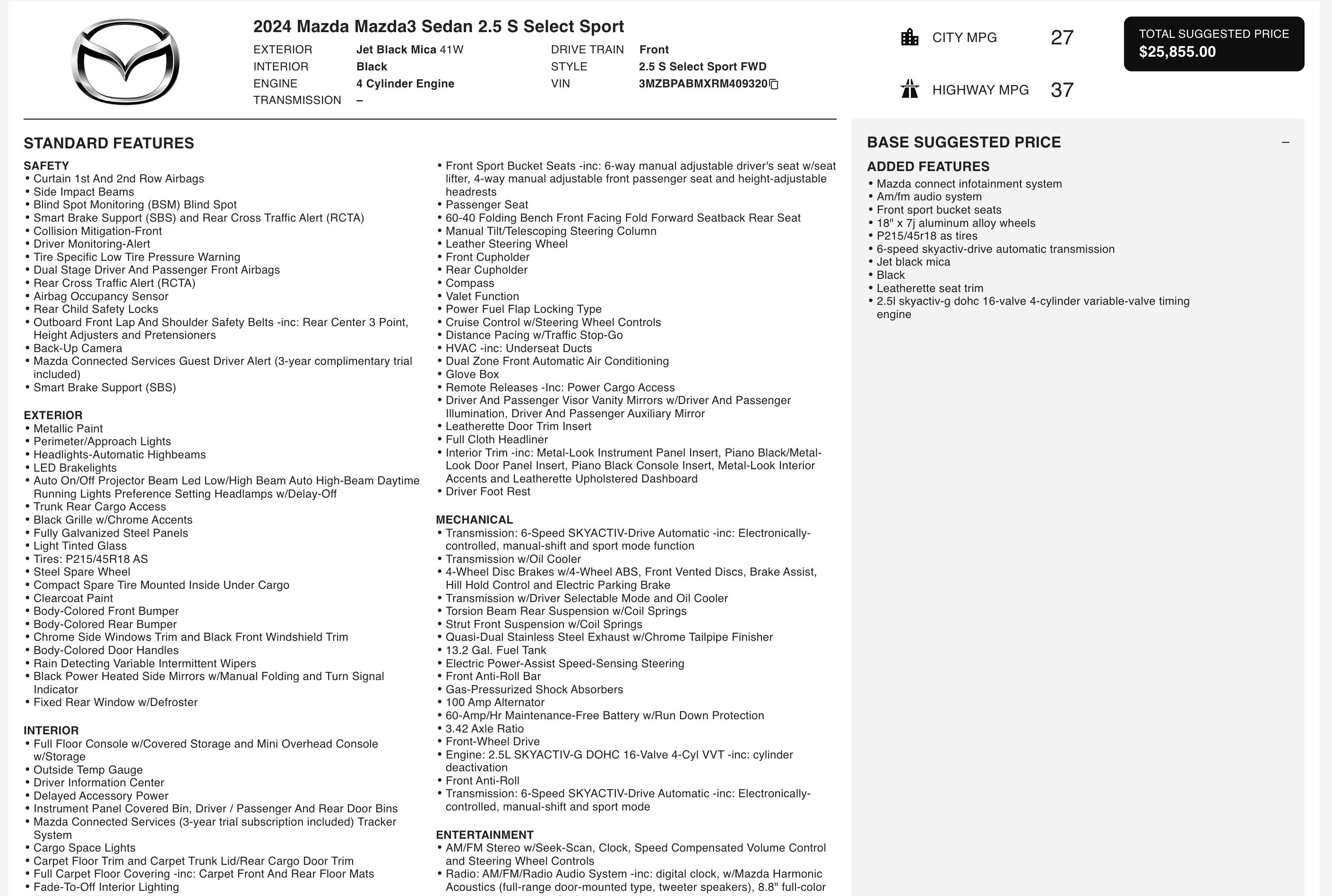 Used 2024 MAZDA MAZDA3 s image 3