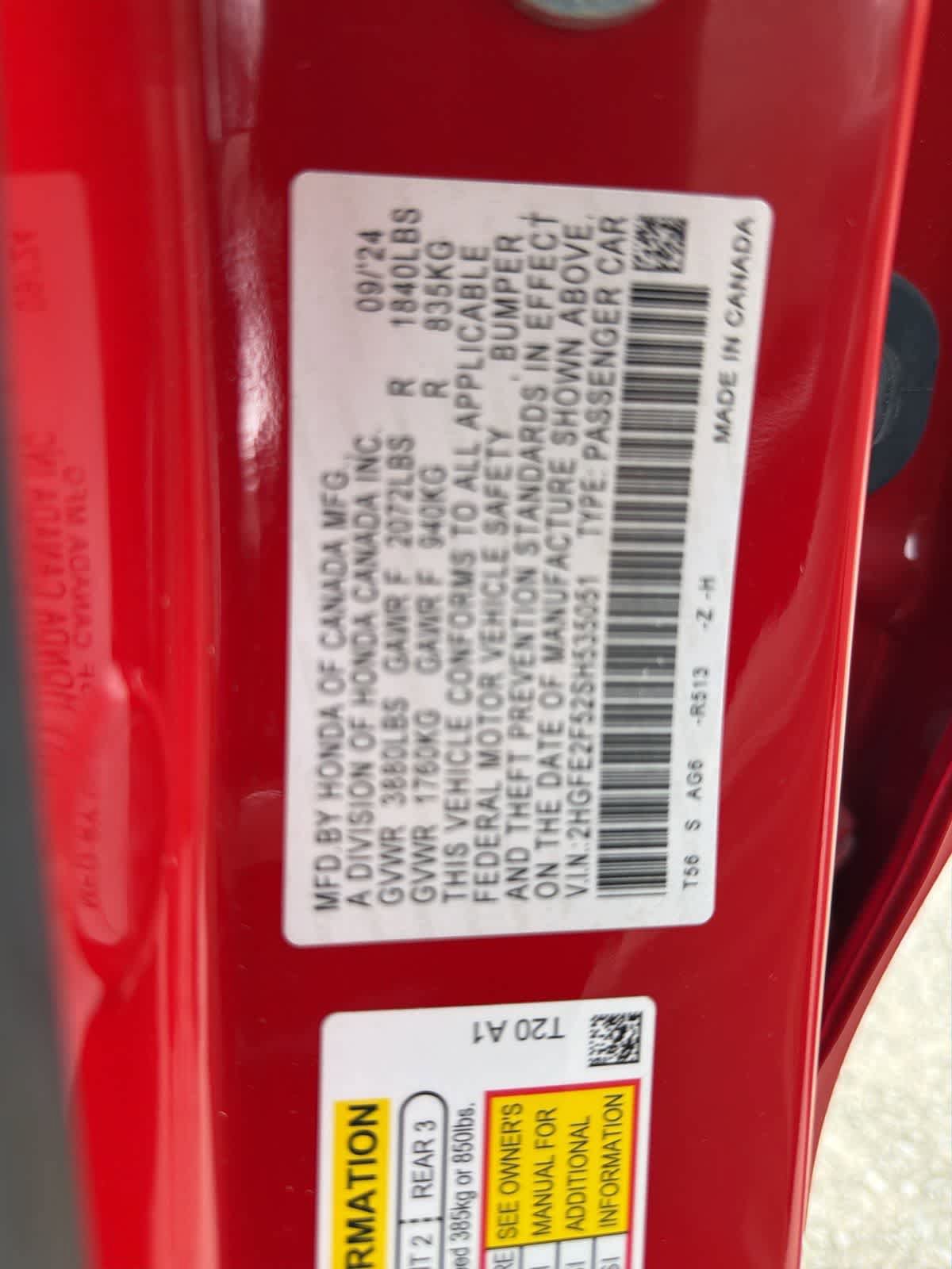 Certified 2025 Honda Civic Sport image 19