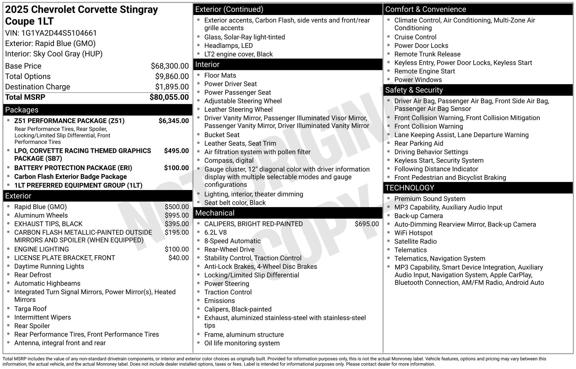 Used 2025 Chevrolet Corvette Stingray Coupe w/ Z51 Performance Package RWD image 58