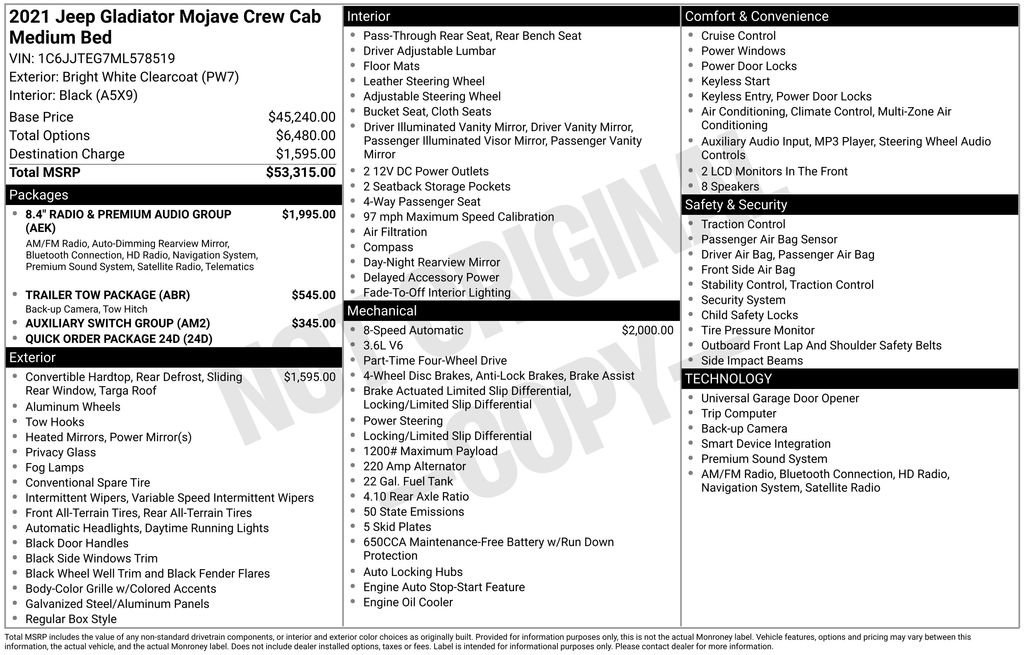 Used 2021 Jeep Gladiator Mojave image 15